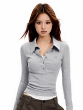 Lapel fake two-piece sweater